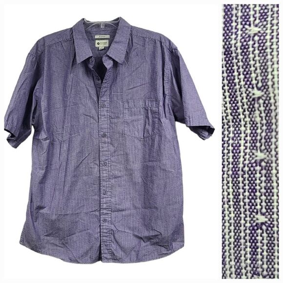 Haggar Men's XL Purple Pique Fitted Short Sleeve Camp Casual Button Down Shirt - Picture 1 of 9